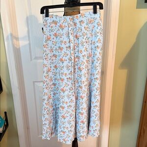 American Eagle Outfitters Floral Skirt - Light Blue and Orange
